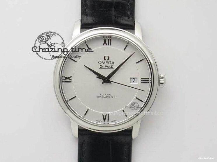 0208 Soft De Ville Date SS MKF 1:1 Best Edition Blue Dial Roman Marker on Black Leather Strap A 7745